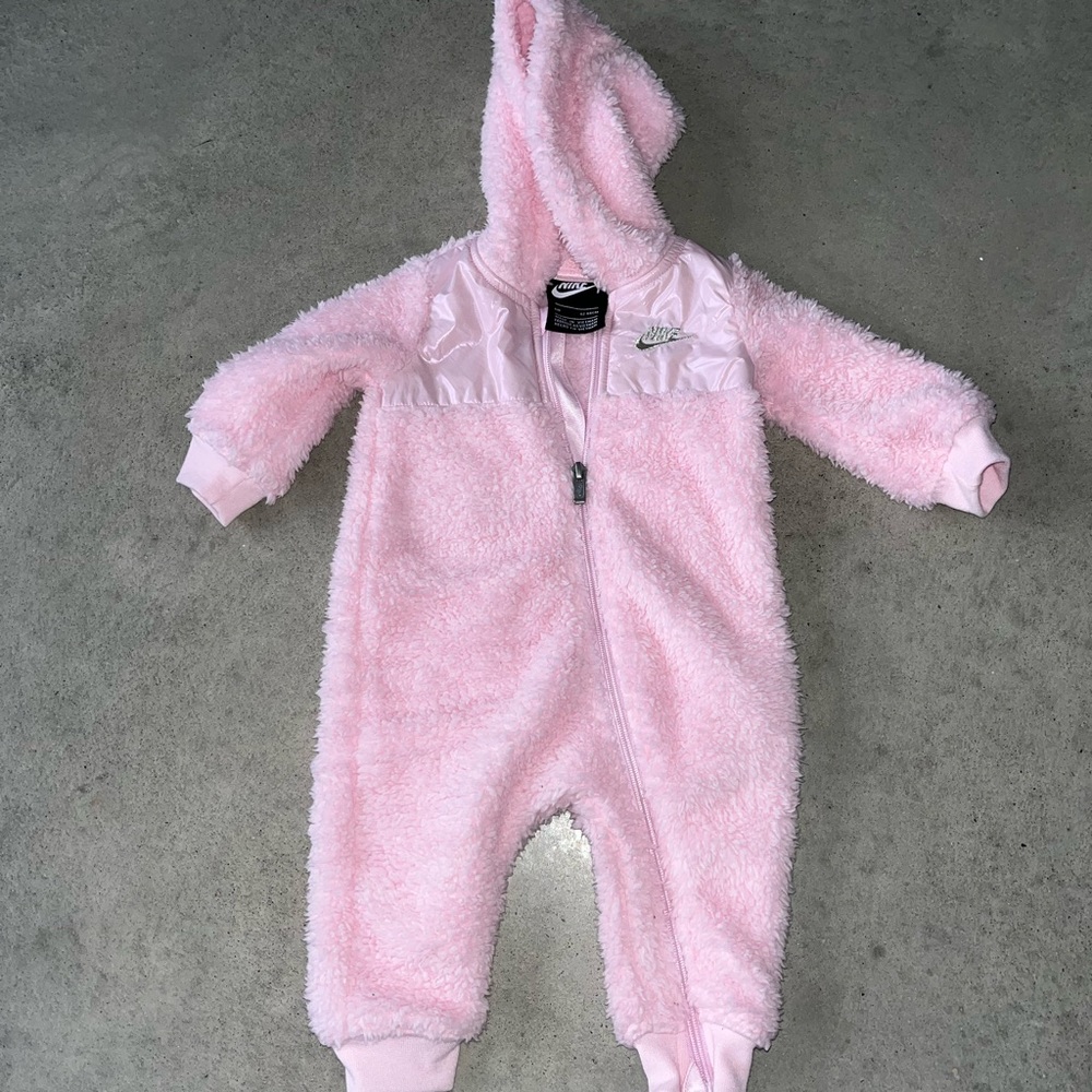 Nike Cozy Pink Sherpa Hoodie Overalls one piece size 6M